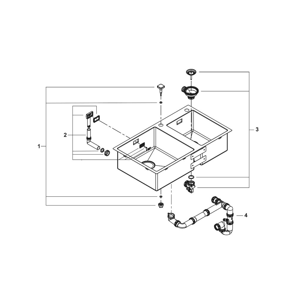 Мойка из нержавеющей стали GROHE K700 с 2 чашами, 860 x 500 мм, хром (31855SD0)