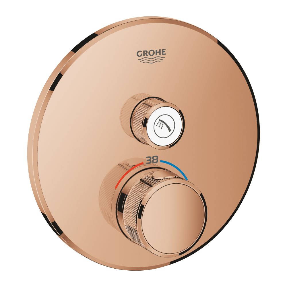 Внешняя часть термостата для душа GROHE Grohtherm SmartControl на 1 потребителя, круглая, теплый закат глянец (29118DA0)