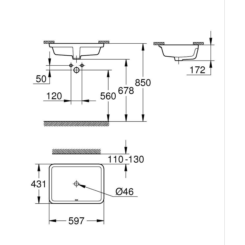 Раковина под столешницу GROHE Eurocube, альпин-белый (3970900H)