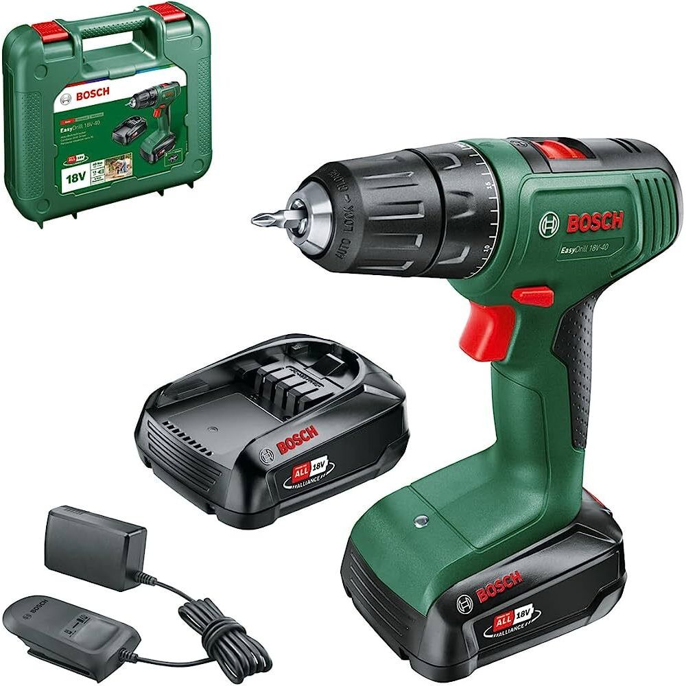 Аккумуляторная дрель-шуруповерт Bosch EasyDrill 18V-40, АКБ 2х2Ah, З/У, кейс, 06039D8005