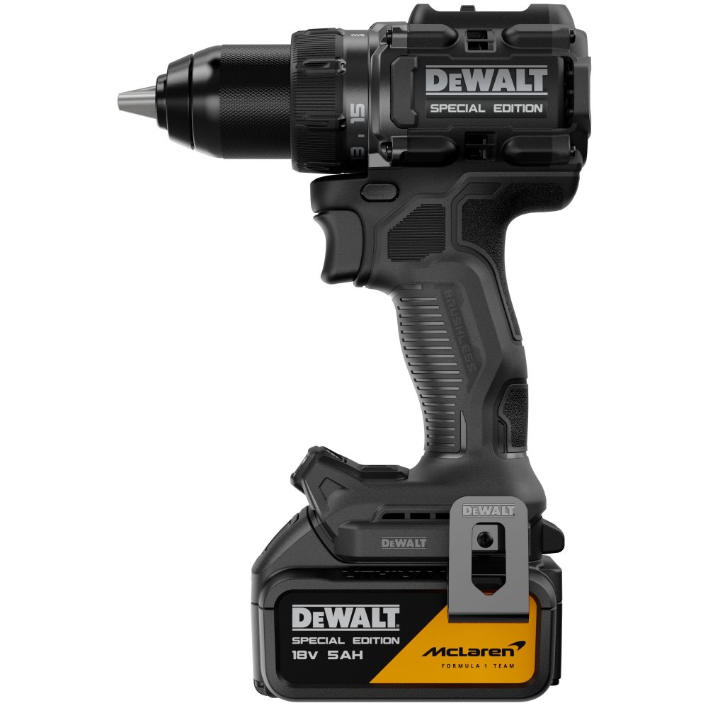 Аккумуляторная дрель-шуруповерт DEWALT McLaren Limited Edition DCD81MP2T, 18 В, 2000 об/мин, с 2 АКБ 5 Ач и ЗУ, в кейсе TSTAK