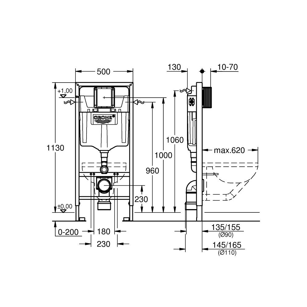 Комплект инсталляции GROHE Rapid SL 3 в 1 (NW0145/S) с унитазом Aqueduto MACIO MACT2130 и сиденьем с микролифтом (NW0559)