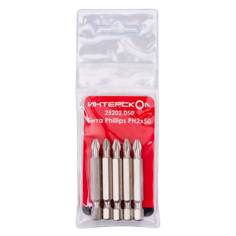 Бита ИНТЕРСКОЛ PH2, 50 мм хвостовик 1/4", 5 шт. (25202.050)