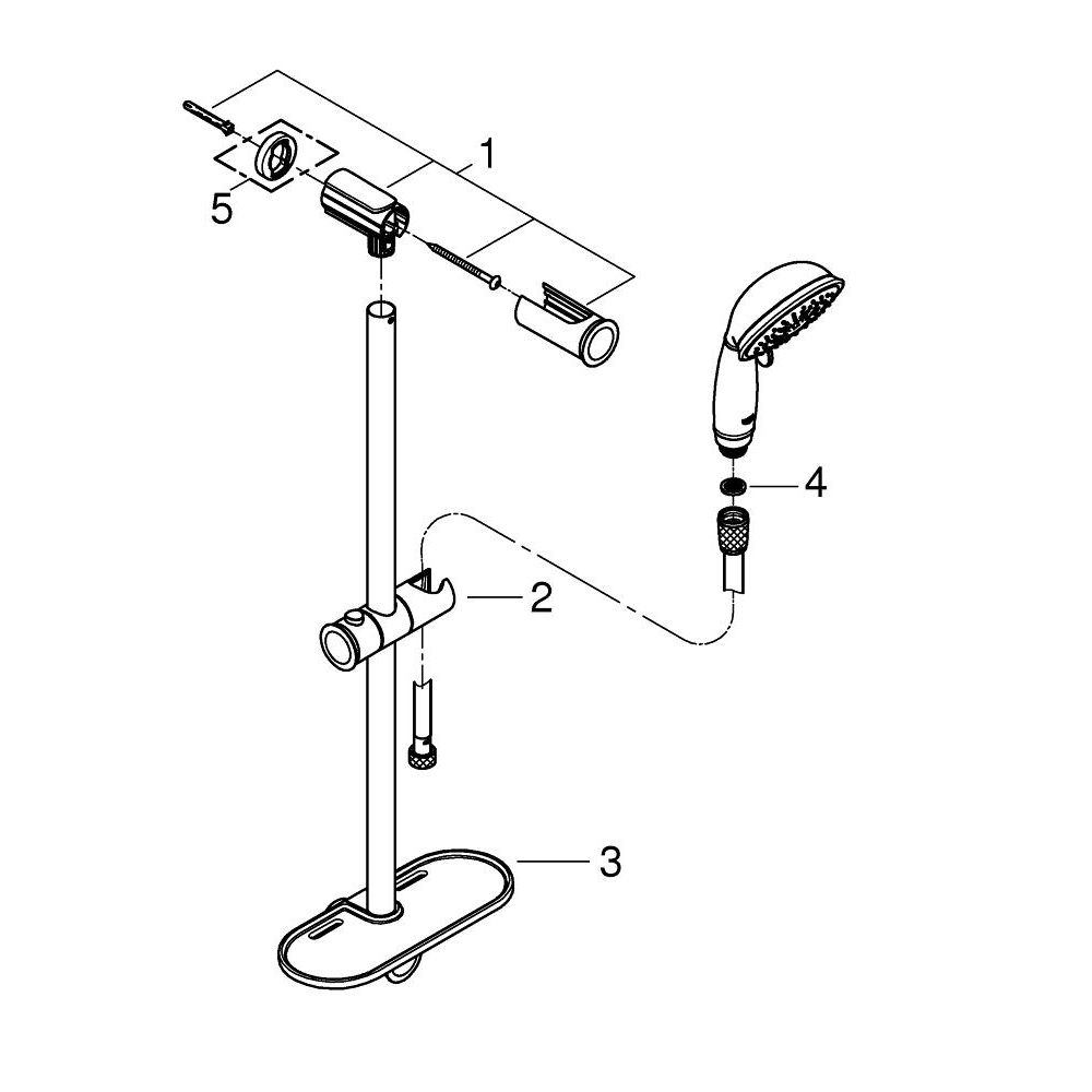 Душевой гарнитур GROHE Tempesta Rustic 100 с мыльницей, 4 режима струи, душевая штанга 600 мм, 9,5 л/мин, хром (27609001)