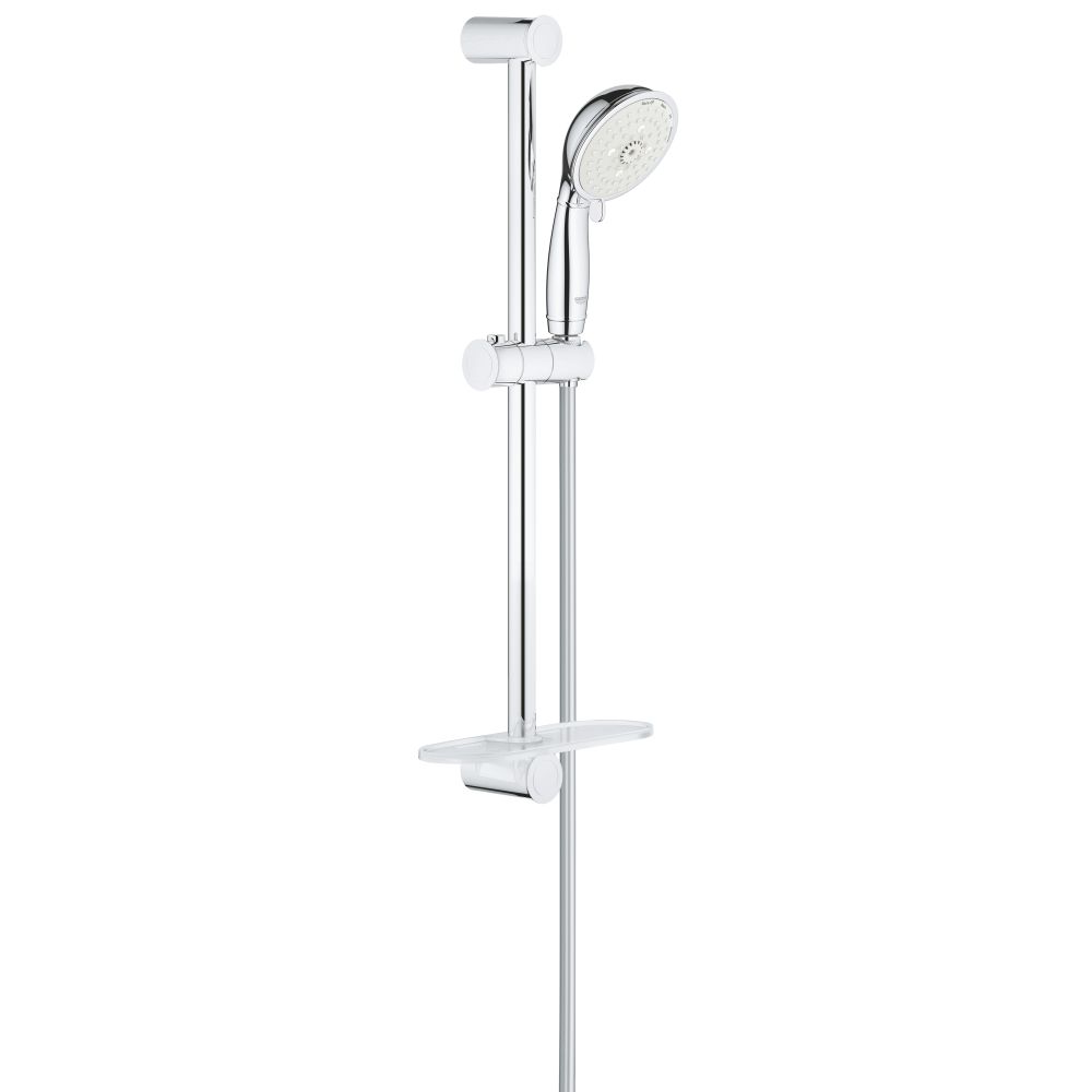 Душевой гарнитур GROHE Tempesta Rustic 100 с мыльницей, 4 режима струи, душевая штанга 600 мм, 9,5 л/мин, хром (26086001)