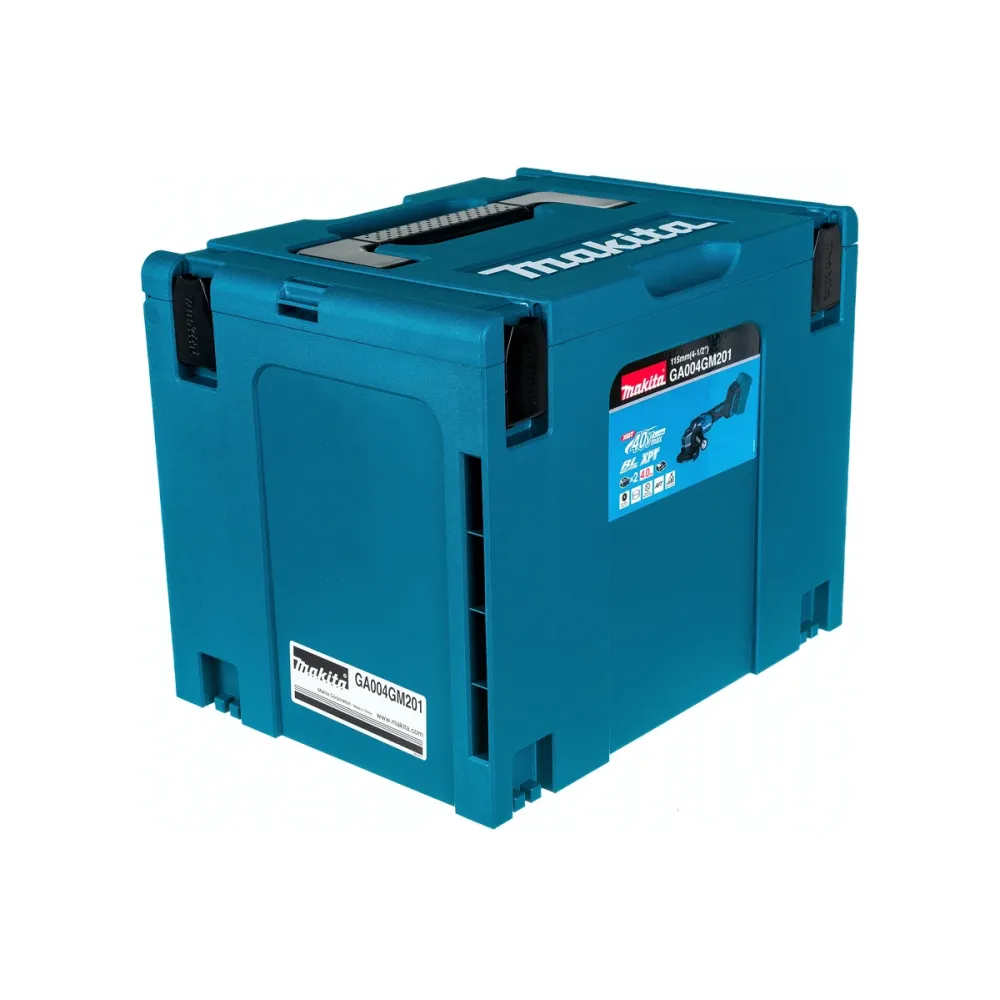 Аккумуляторная шлифовальная машина Makita GA004GM201, 40 В, 115 мм, 8500 об/мин, с 2 АКБ 4 Ач и ЗУ