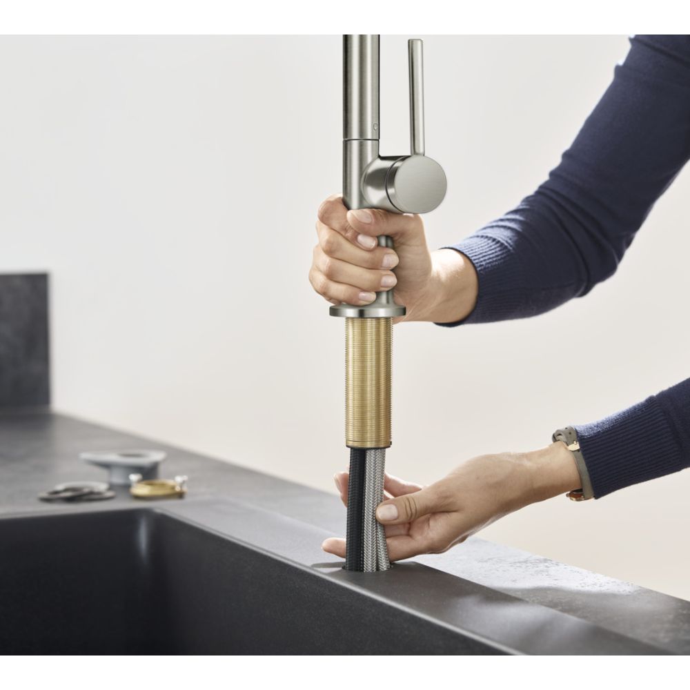 Смеситель для кухонной мойки hansgrohe Talis M54 210, с вытяжным душем 2jet, sBox 72801800, под сталь