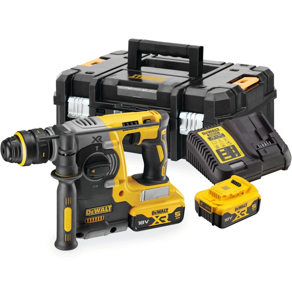 Аккумуляторный перфоратор DEWALT DCH273P2T, 18 В, 2.1 Дж, 4600 уд/мин, с 2 АКБ 5 Ач и ЗУ, в кейсе TSTAK (DCH273P2T-QW)
