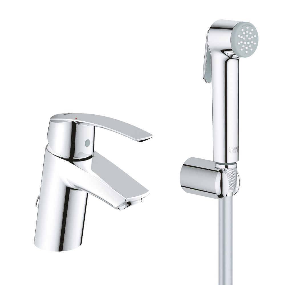 Смеситель для раковины GROHE Start с цепочкой и гигиеническим душем, хром (23123001)