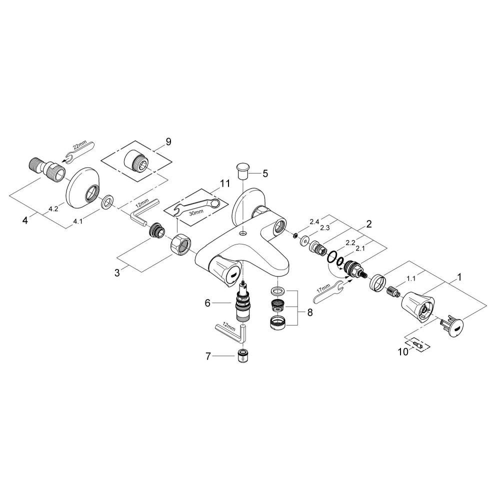 Смеситель для ванны GROHE Costa L, хром (25450001)