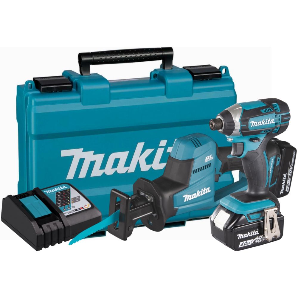 Аккумуляторный набор Makita, 18 В: сабельная пила DJR189 + шуруповерт DTD152, с АКБ 4 Ач и ЗУ, в кейсе