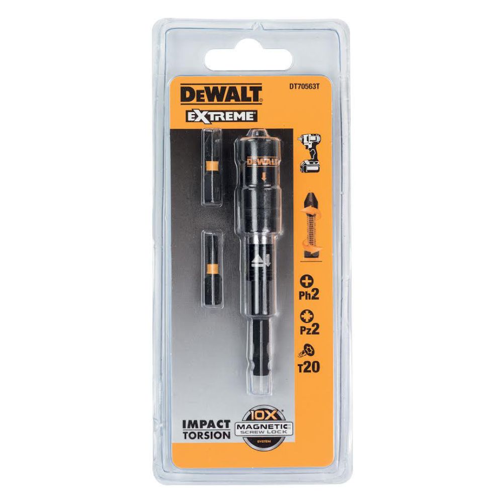 Набор бит DEWALT EXTREME IMPACT TORSION DT70563T, 25 мм, с магнитным держателем насадок, 4 предмета