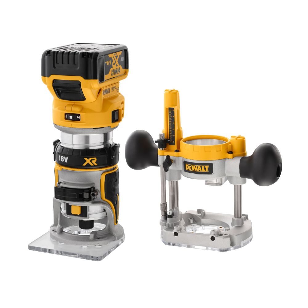 Аккумуляторный вертикальный фрезер DEWALT DCW604P2, 18 В, 25500 об/мин, 55 мм, с 2 АКБ 5 Ач и ЗУ, в кейсе TSTAK (DCW604P2-QW)
