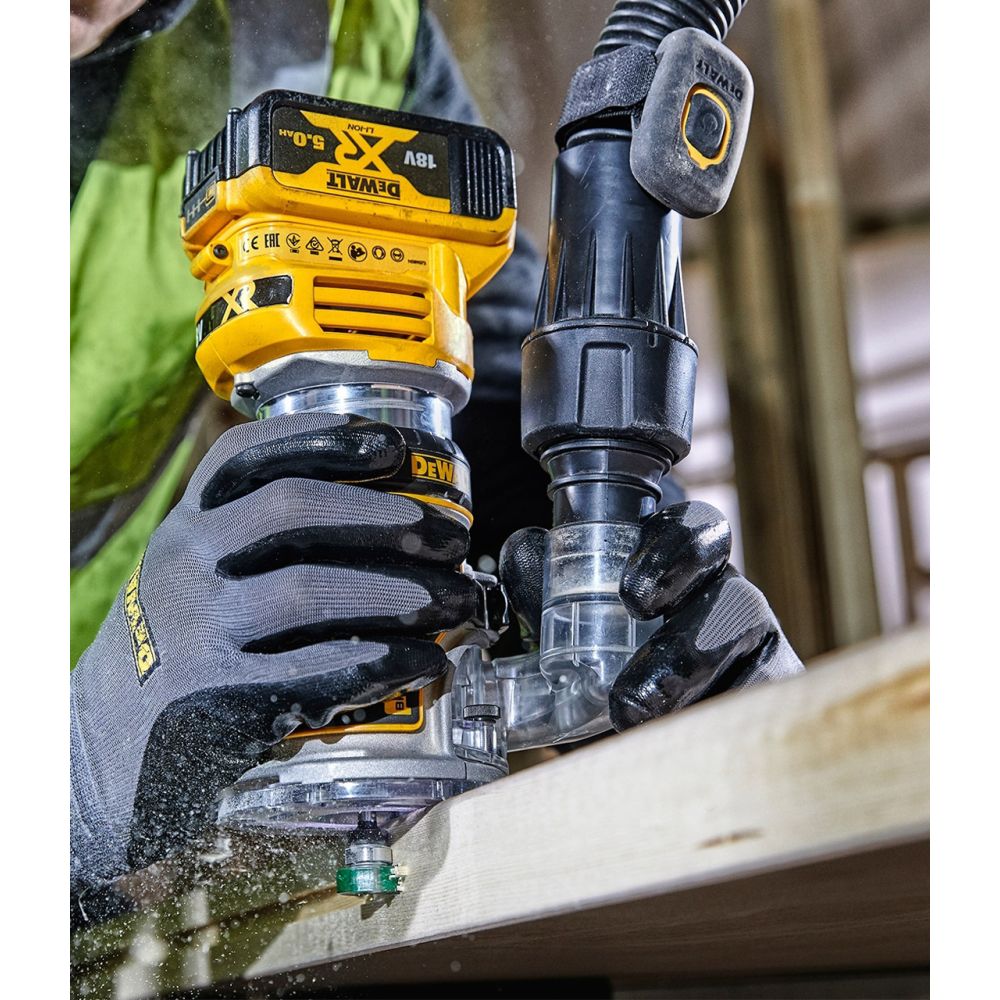 Аккумуляторный вертикальный фрезер DEWALT DCW604P2, 18 В, 25500 об/мин, 55 мм, с 2 АКБ 5 Ач и ЗУ, в кейсе TSTAK (DCW604P2-QW)