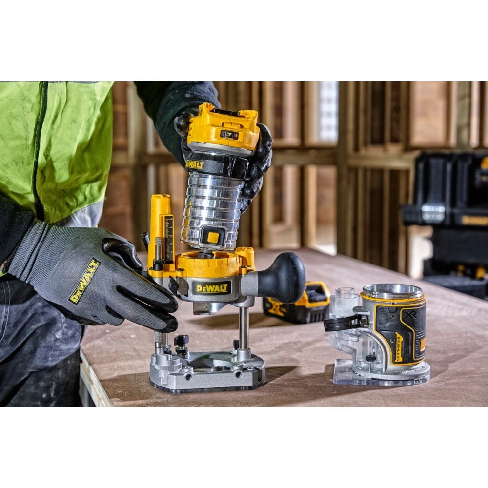 Аккумуляторный вертикальный фрезер DEWALT DCW604P2, 18 В, 25500 об/мин, 55 мм, с 2 АКБ 5 Ач и ЗУ, в кейсе TSTAK (DCW604P2-QW)