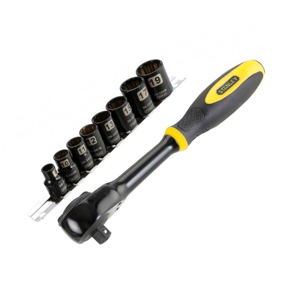 Рукоятка с храповым механизмом FatMax с торцевыми головками 3/8'' (9 предметов) STANLEY 0-94-606