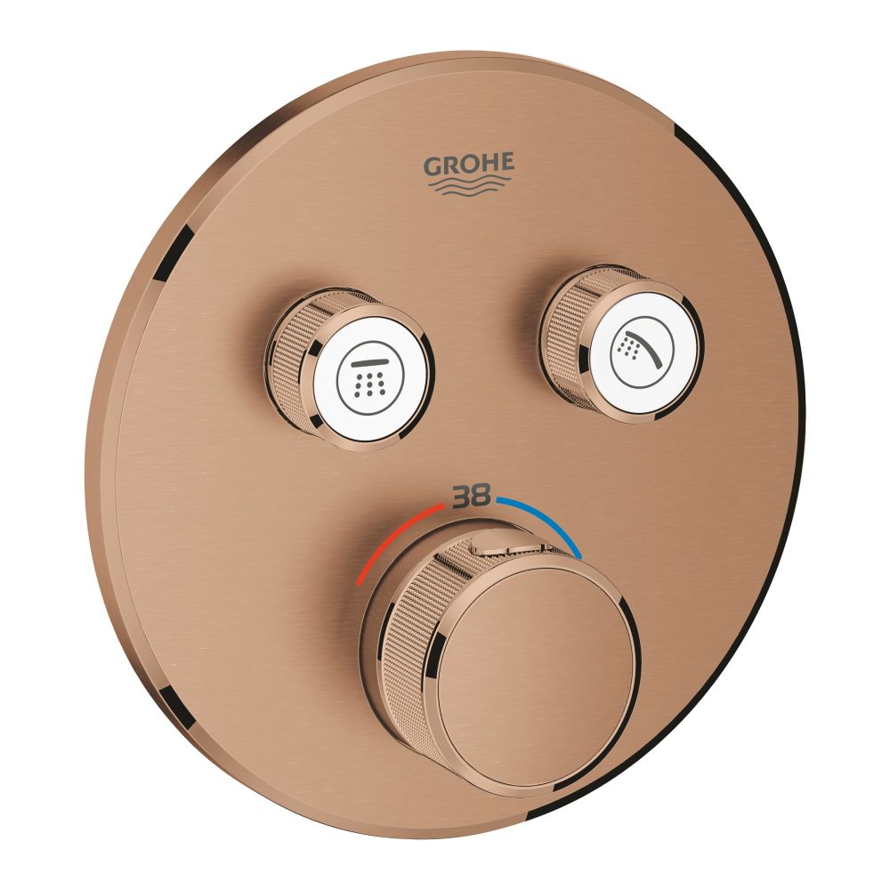 Внешняя часть термостата для ванны и душа GROHE Grohtherm SmartControl на 2 потребителя, круглая, теплый закат матовый (29119DL0)