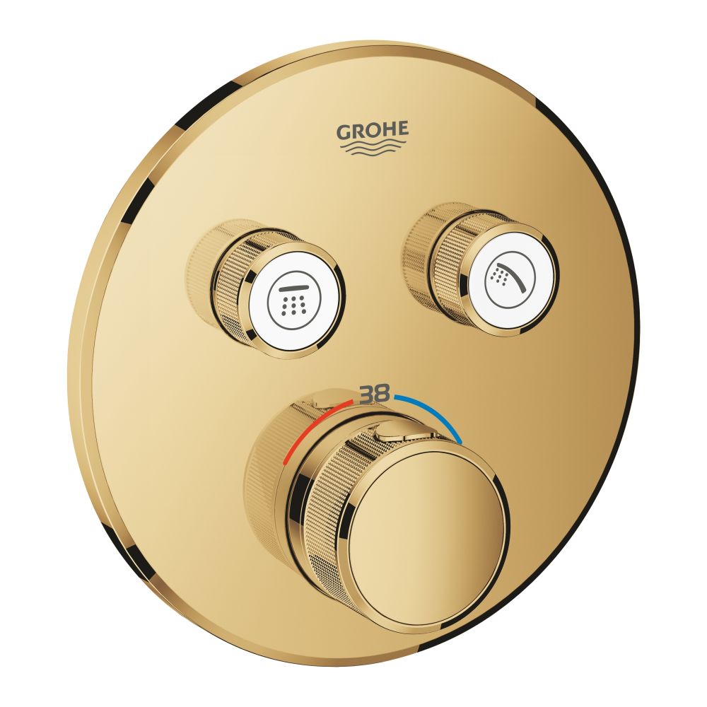 Внешняя часть термостата для ванны и душа GROHE Grohtherm SmartControl на 2 потребителя, круглая, холодный рассвет глянец (29119GL0)