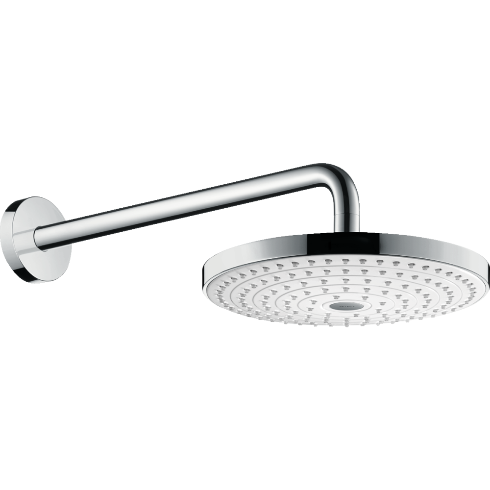 Верхний душ hansgrohe Raindance Select S 240 2jet EcoSmart с настенным кронштейном 26470400, белый/хром