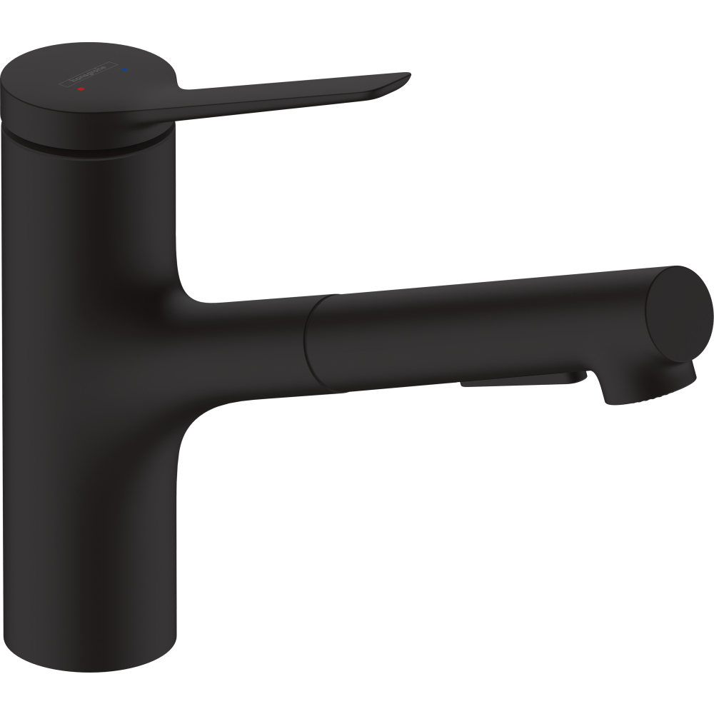 Смеситель для кухонной мойки hansgrohe Zesis M33 150, с вытяжным душем 2jet, sBox lite 74803670, матовый черный