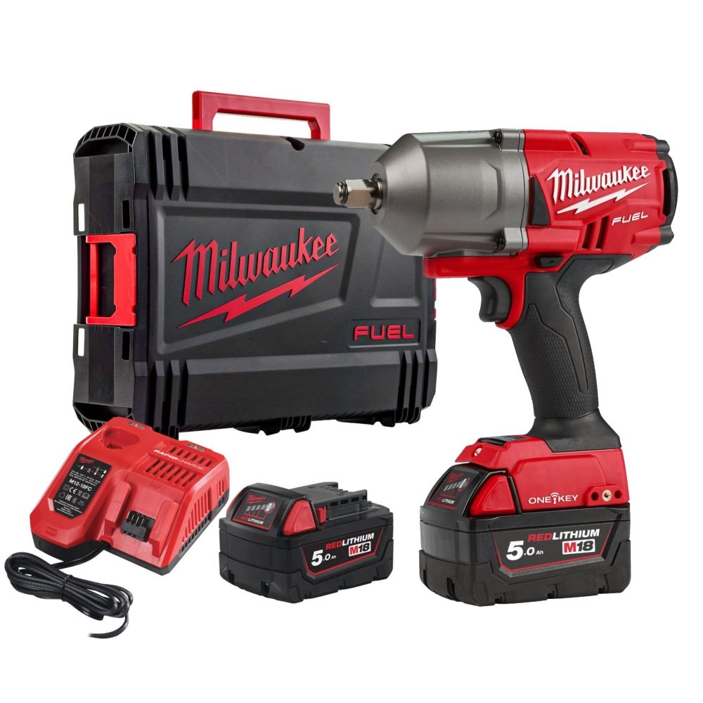 Аккумуляторный импульсный гайковерт Milwaukee, 1/2" M18 ONEFHIWF12-502X, 4933459727, с 2 АКБ 5 Ач и ЗУ, в кейсе
