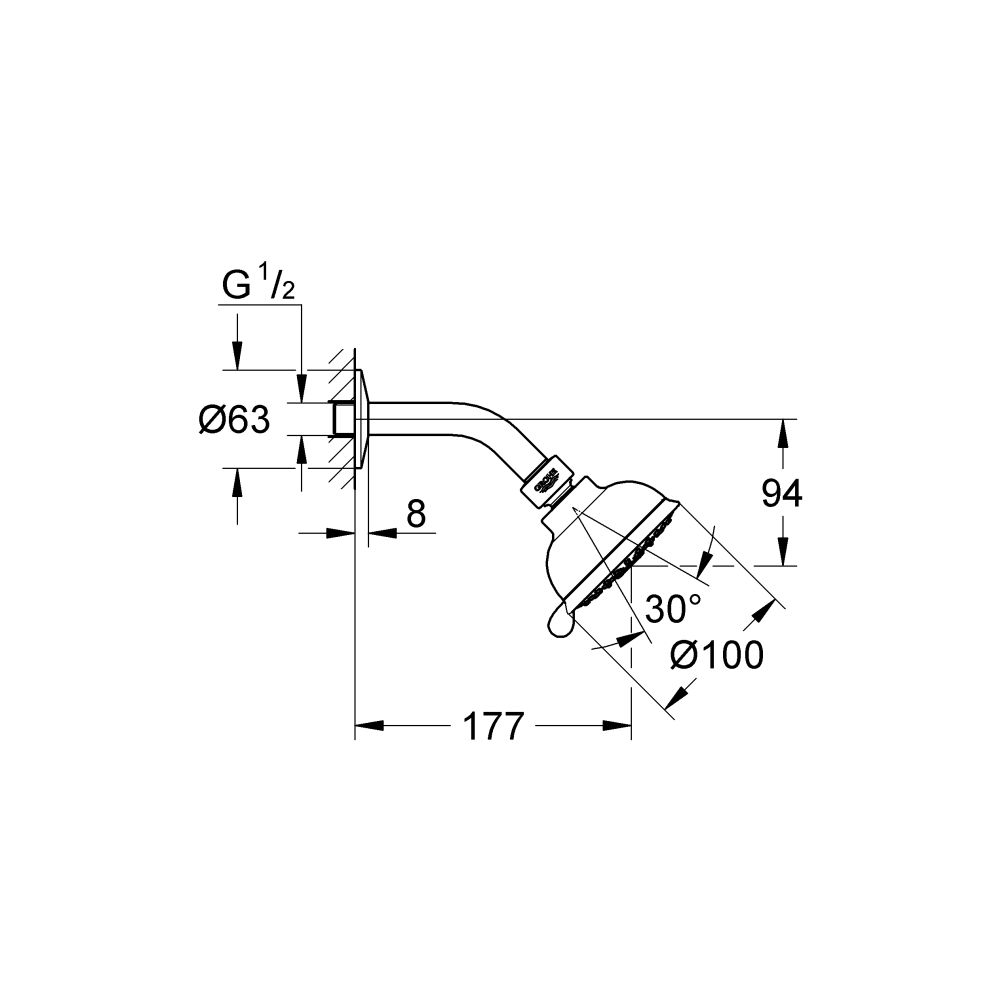 Верхний душ GROHE New Tempesta Rustic 100 IV, 4 режима, хром (26089001)