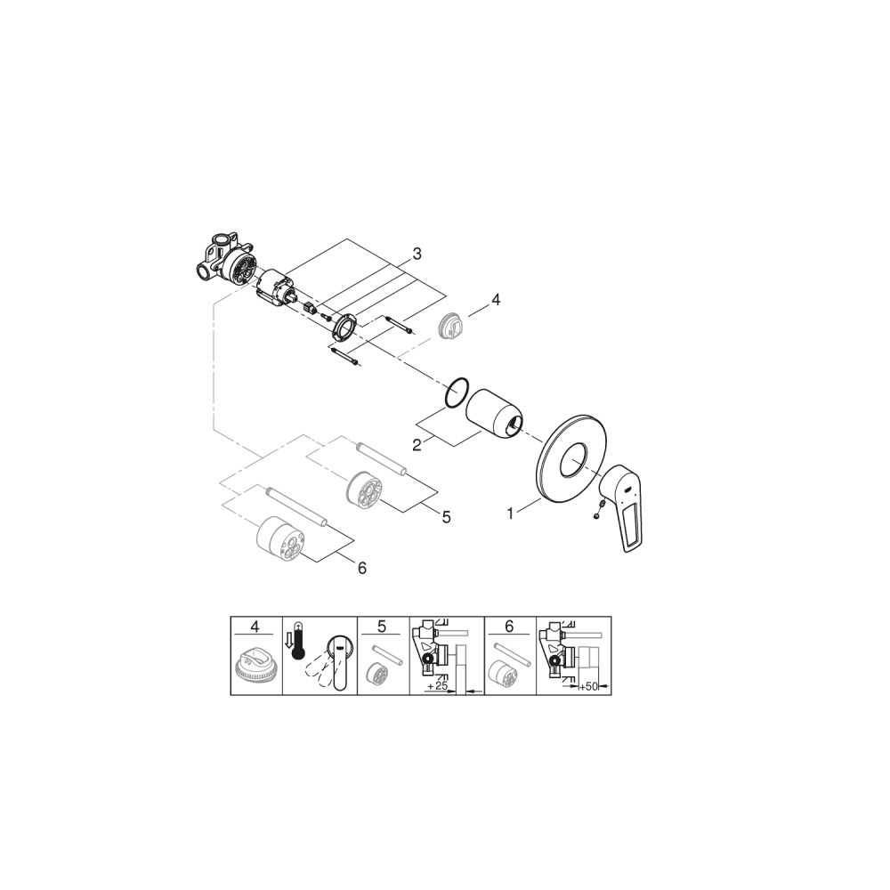 Смеситель для душа GROHE BauLoop в комплекте с монтажной частью, хром (29042001)