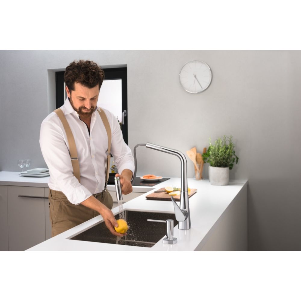 Смеситель для кухонной мойки hansgrohe Metris Select M71 320, с вытяжным душем 2jet, sBox 73816800, под сталь