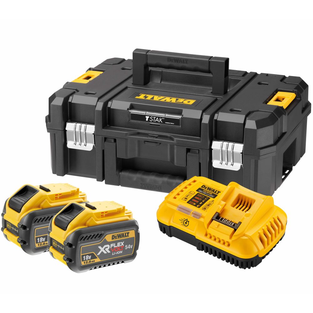 Набор DEWALT: 2 АКБ DCB548, Li-Ion, 18/54 В, 12/4 Ач и быстрое зарядное устройство DCB118, 18/54 В, 8 А, в кейсе TSTAK, DCB118Y2T