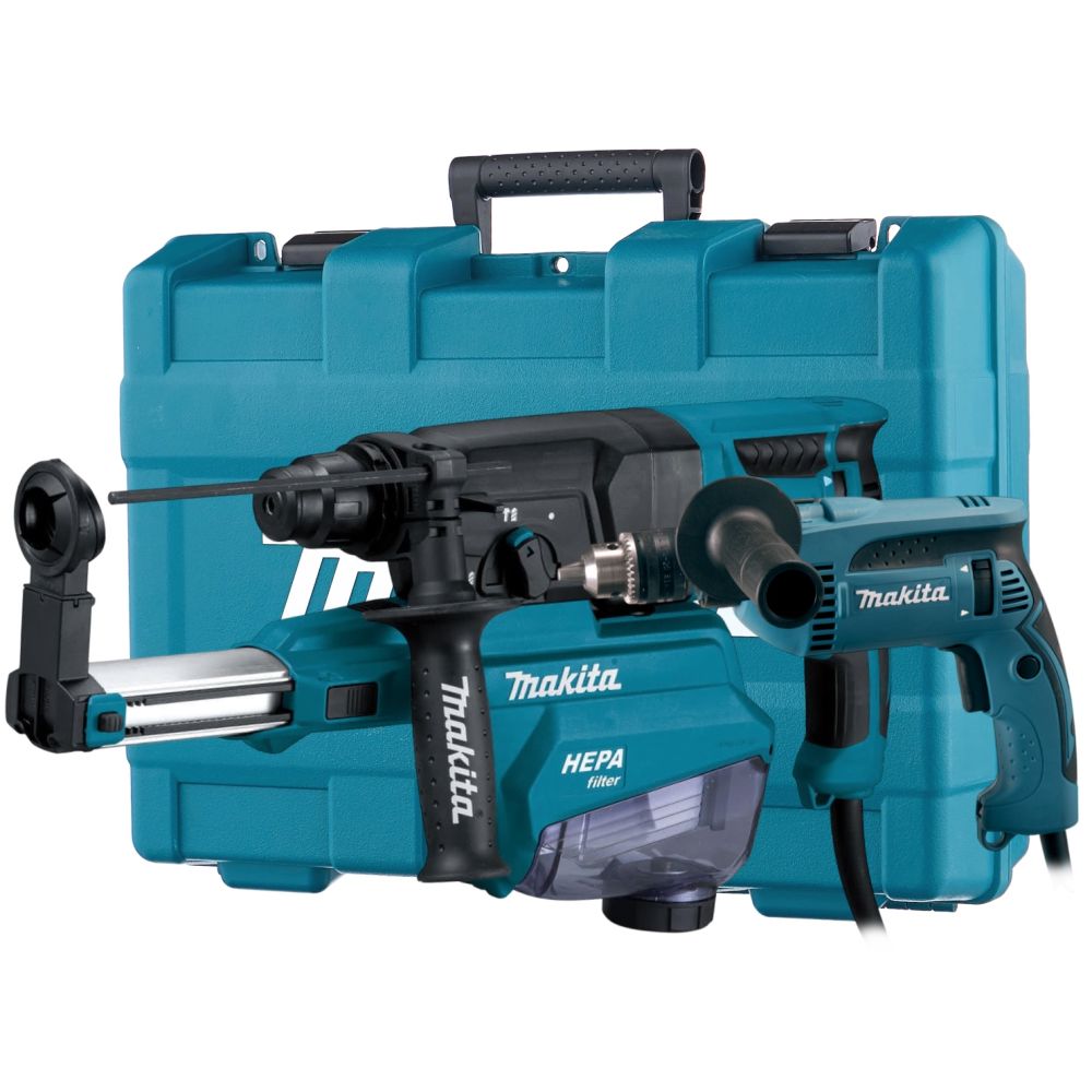 Набор электроинструмента Makita: дрель HP1640 + перфоратор HR2652, в кейсе (ACSET-27)