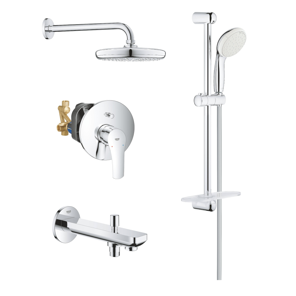 Готовый комплект для ванны GROHE Eurosmart скрытого монтажа, с ручным и верхним душем, хром (NB0062)