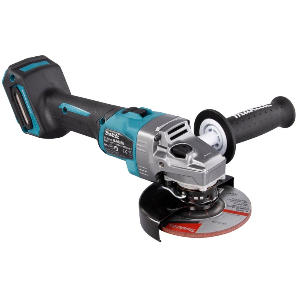 Аккумуляторная угловая шлифмашина Makita GA005GU201, 40 В, 125 мм, 8500 об/мин, с 2 АКБ 4 Ач и ЗУ, в кейсе MakPac