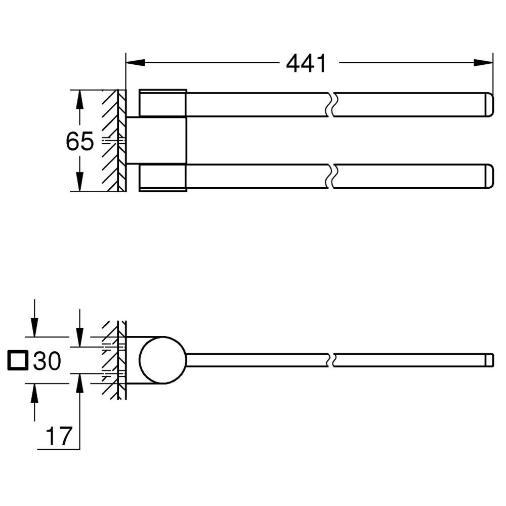 Держатель для полотенца двойной GROHE Selection , поворотный, металл, фантомный чёрный