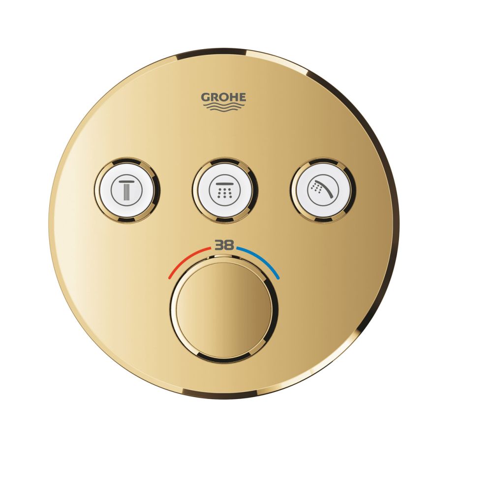 Внешняя часть термостата для душа GROHE Grohtherm SmartControl на 3 потребителя, круглая, холодный рассвет глянец (29121GL0)