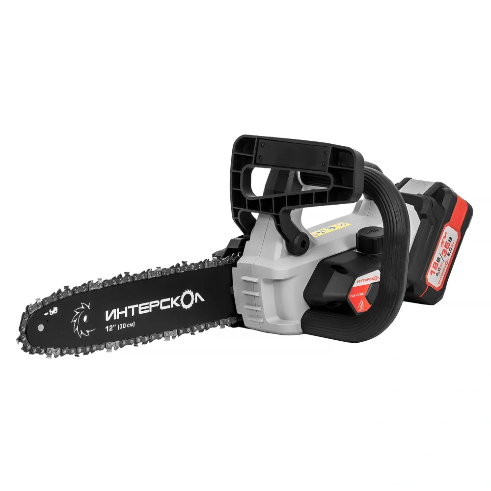 Аккумуляторная цепная пила ИНТЕРСКОЛ ПЦА-12/36В, 36 В, 30 см, 11 м/с, с 2 АКБ 2 Ач и ЗУ (824.2.2.70)