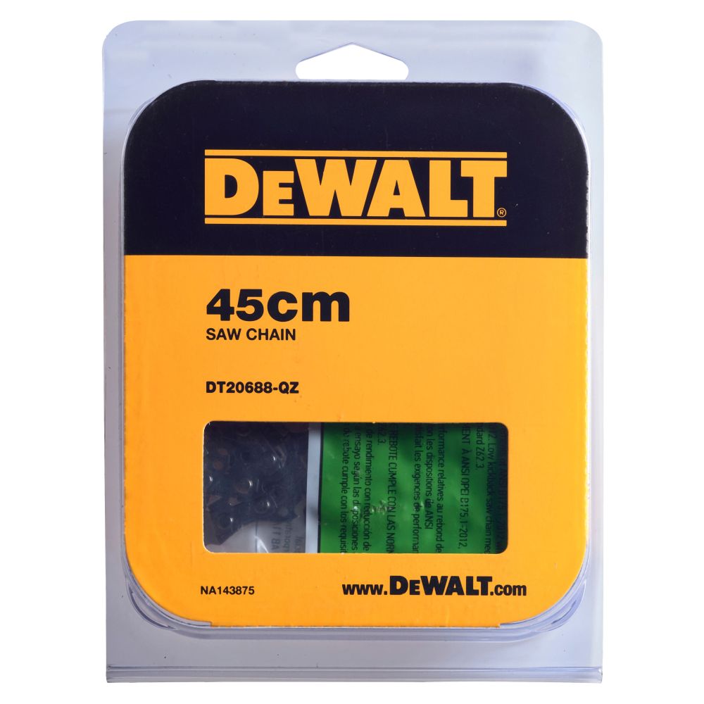 Пильная цепь DEWALT DT20688, 45 см, 3/8", 1.3 мм, 62 звена (DT20688-QZ)