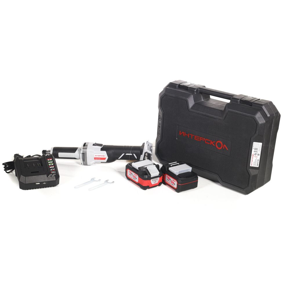 Аккумуляторная прямошлифовальная машина ИНТЕРСКОЛ ПШМ-8/36В, 36 В, 55 мм, 20000 об/мин, с 2 АКБ 2 Ач и ЗУ, в кейсе (821.2.2.70)