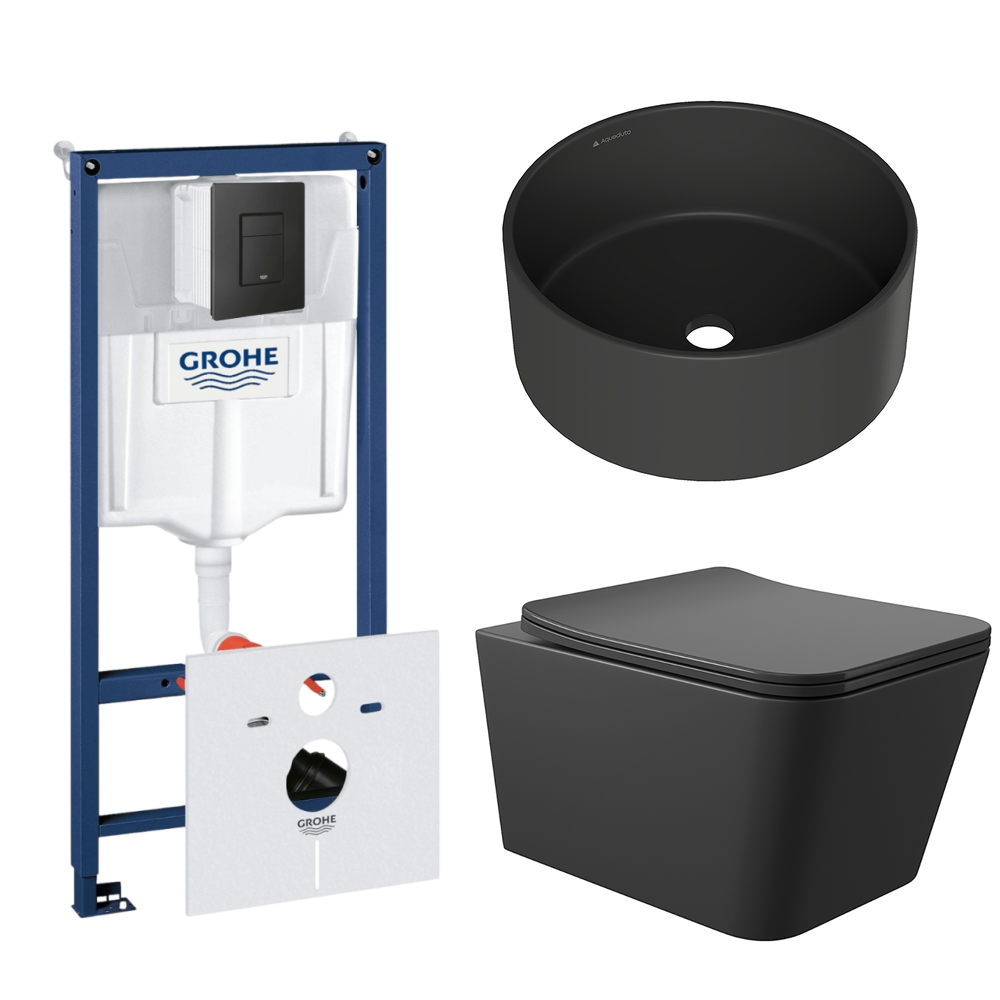 Комплект инсталляции GROHE Solido 38811KF0 с унитазом Aqueduto MACIO MACT2140 и раковиной Aqueduto ESPIRAL D400 ESP0140 (NW0597)