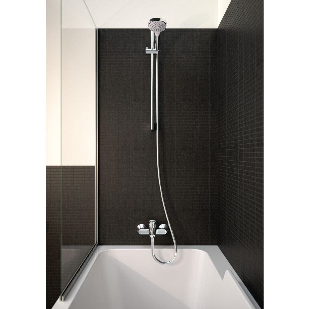 Душевой гарнитур hansgrohe Croma Select E 110 3jet Vario со штангой 65 см 26582400, белый/хром