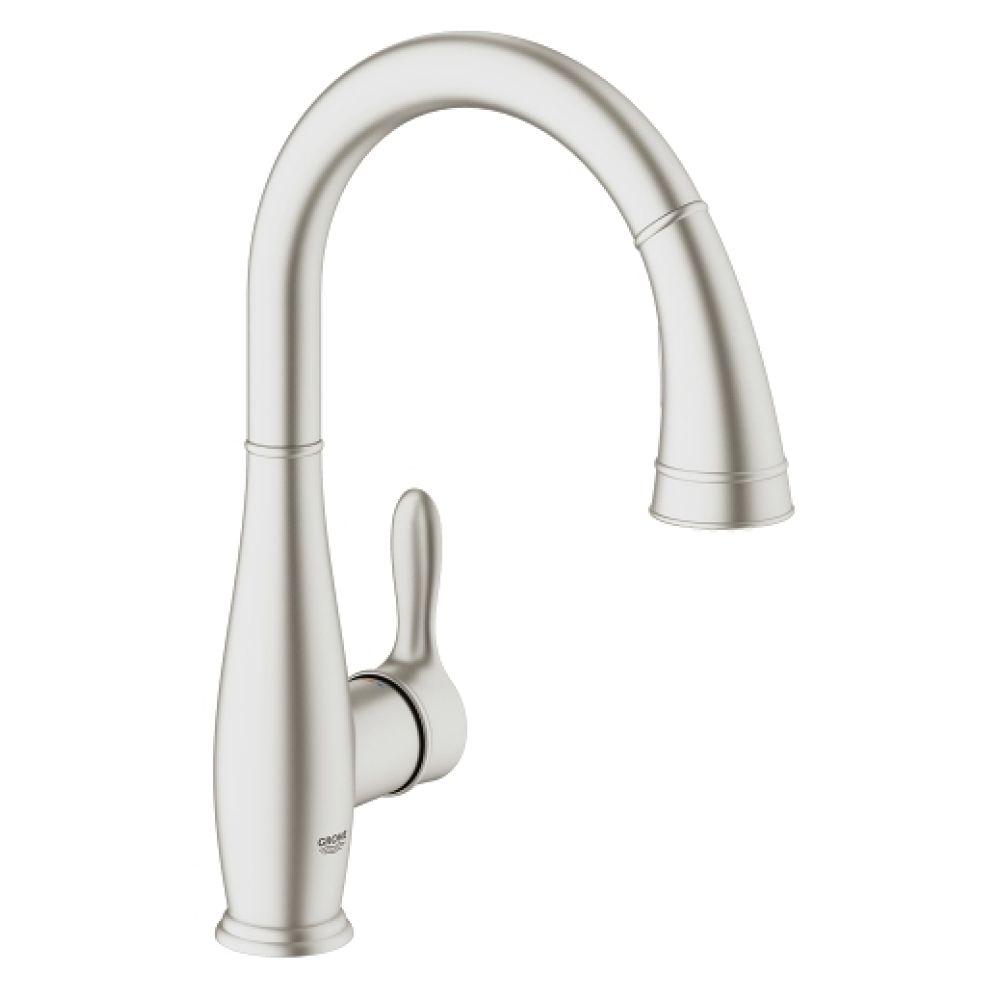Смеситель для кухни GROHE Parkfield с вытяжным изливом, суперсталь (30215DC1)