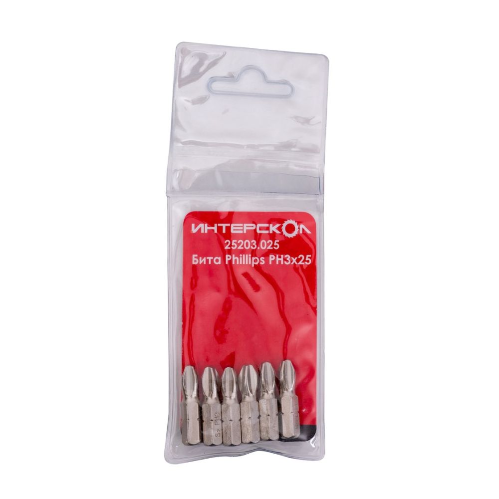 Бита ИНТЕРСКОЛ PH3, 25 мм хвостовик 1/4", 6 шт. (25203.025)