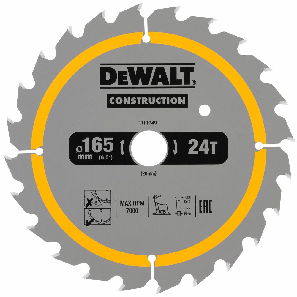 Пильный диск по дереву DEWALT DT90270, 165х20х1 мм, 2 шт. (DT90270-QZ)