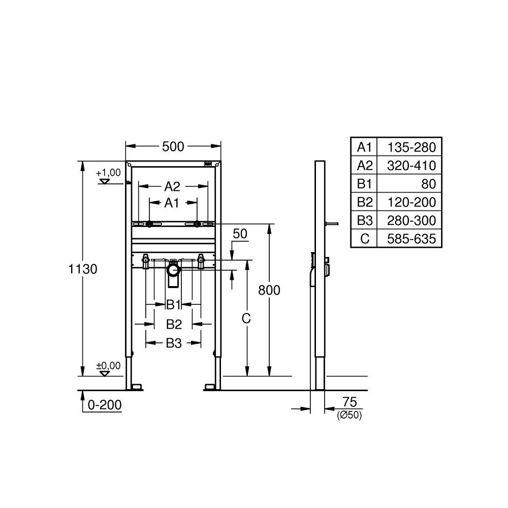 Система инсталляции для раковины GROHE Rapid SL (38554001)