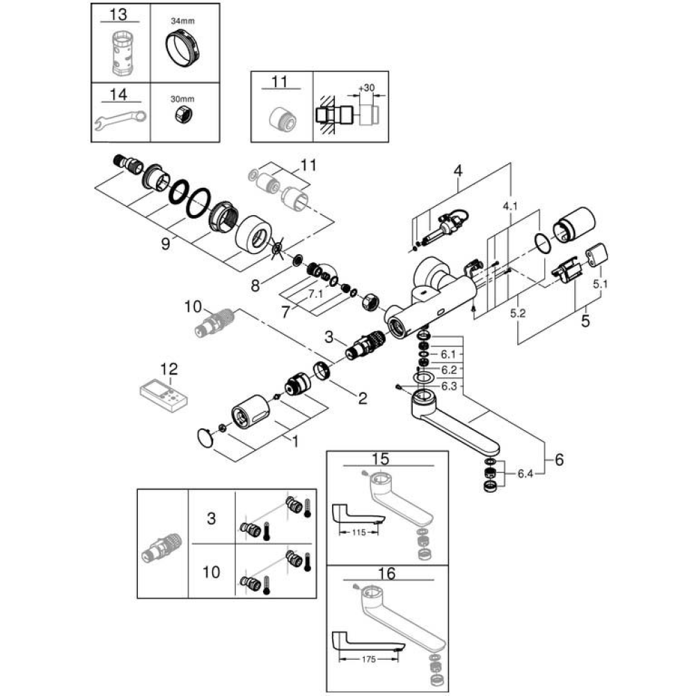 Термостат для раковины GROHE Eurosmart Cosmopolitan E инфракрасный, хром (36455000)