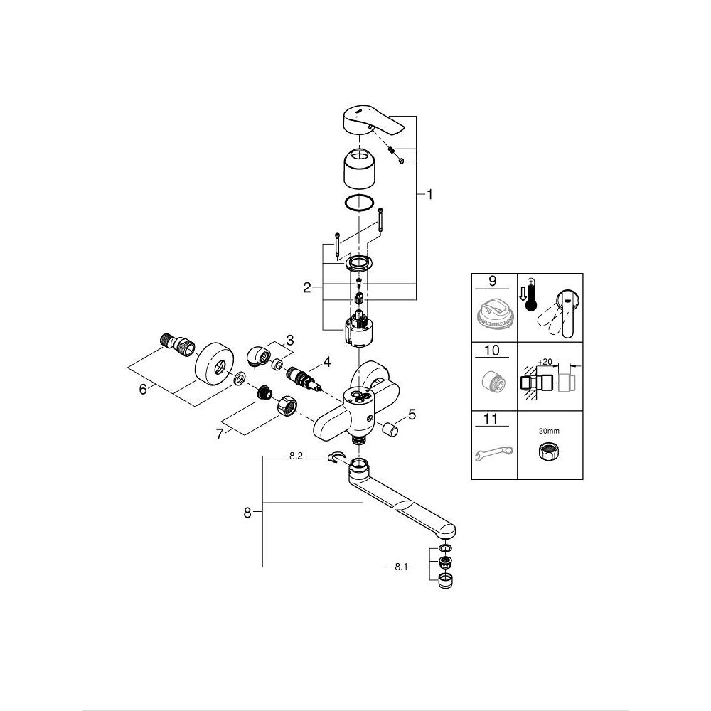 Смеситель для ванны GROHE Eurosmart, хром (23992003)