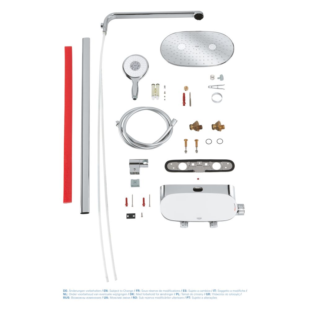 Душевая система с термостатом для настенного монтажа, GROHE Rainshower System SmartControl Mono 360, хром, (26361000)