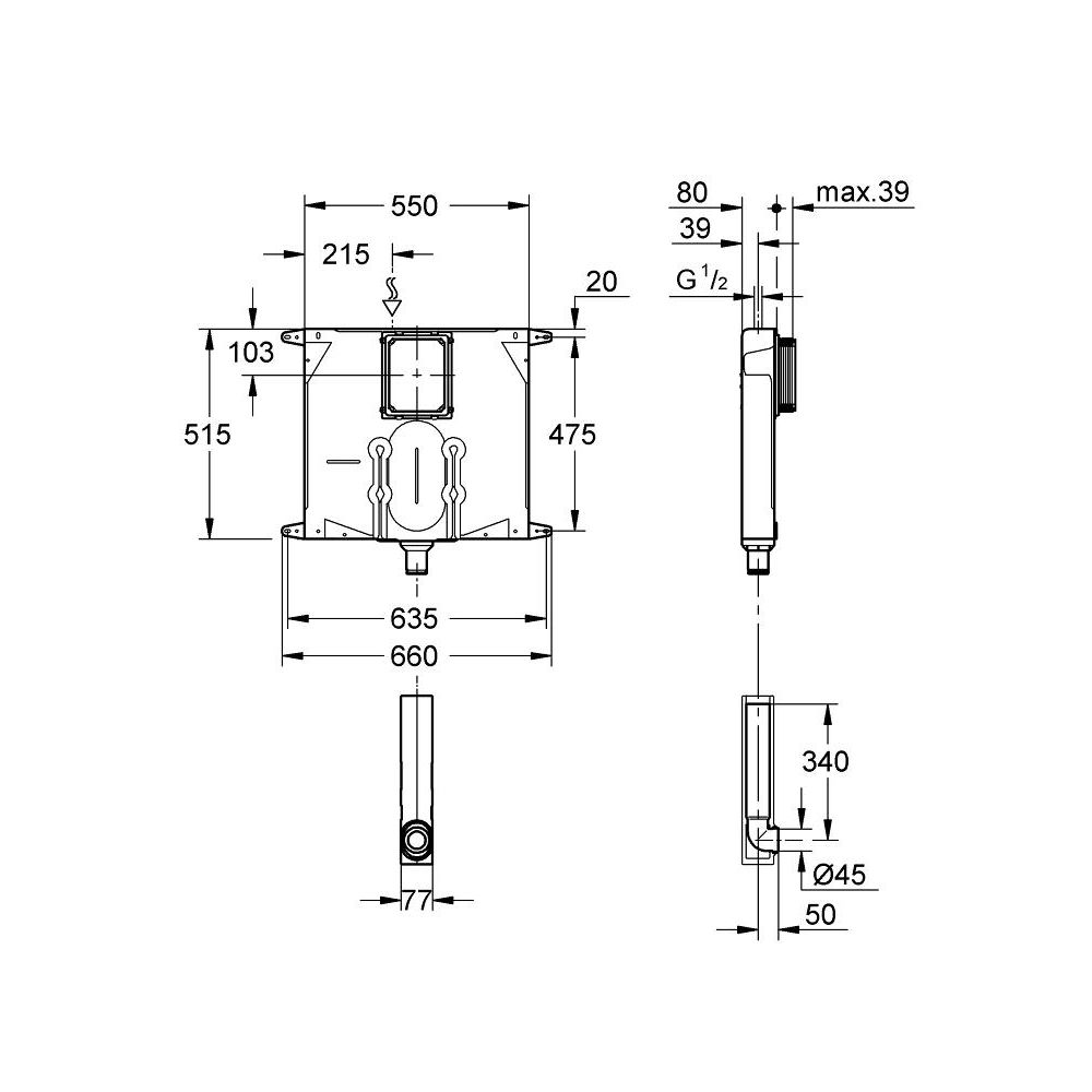Смывной бачок для унитаза 80 мм GROHE (38863000)