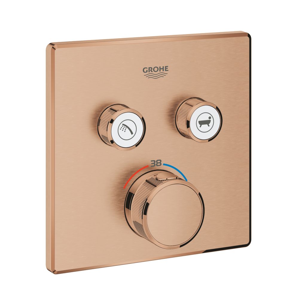 Внешняя часть термостата для ванны и душа GROHE Grohtherm SmartControl на 2 потребителя, квадратная, теплый закат матовый (29124DL0)