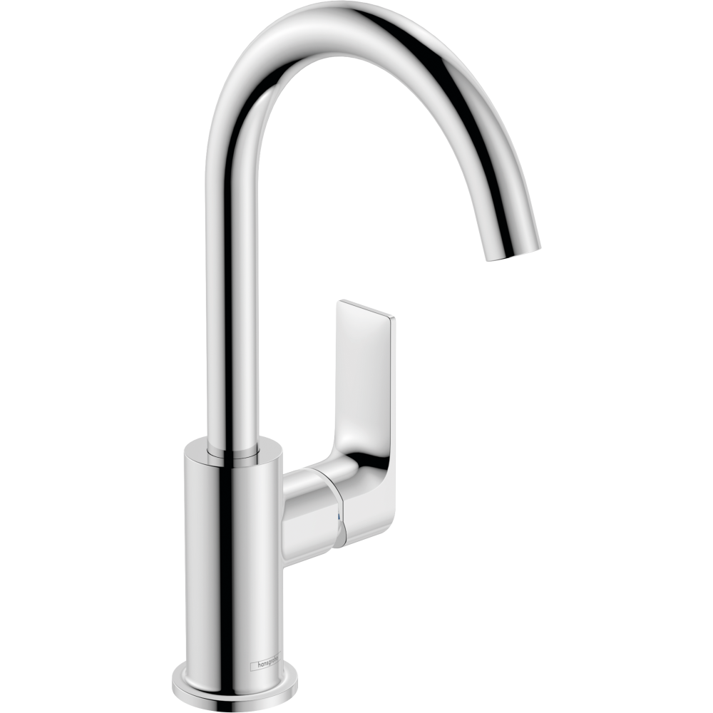 Смеситель для раковины hansgrohe Rebris E 210, с поворотным изливом, со сливным гарнитуром 72576000, хром