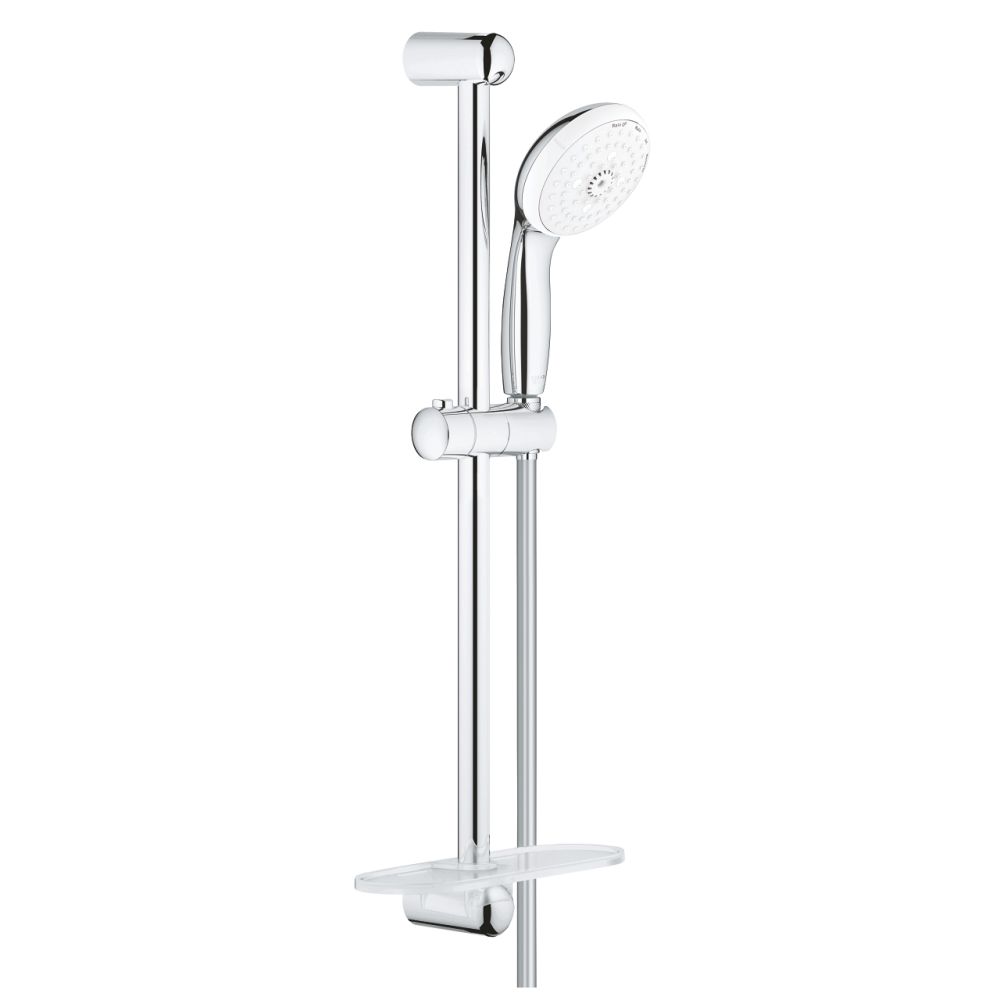 Душевой гарнитур GROHE New Tempesta 100 с мыльницей, 4 режима струи, душевая штанга 600 мм, 9,5 л/мин, хром (28593002)